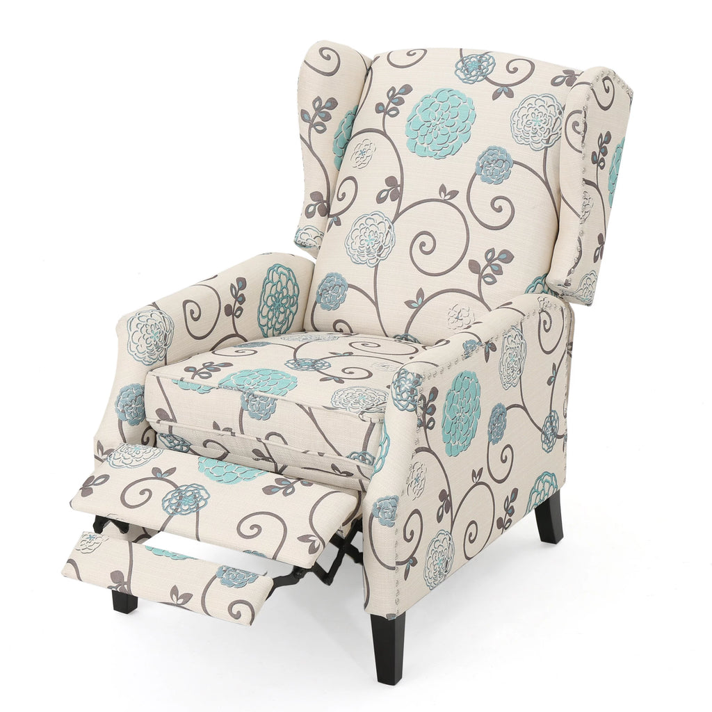 Light Beige Fabric Wingback Recliner Z909