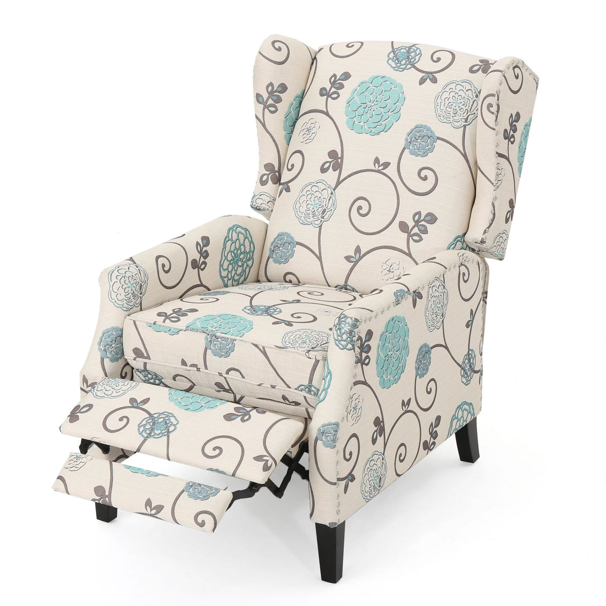 Light Beige Fabric Wingback Recliner Z909