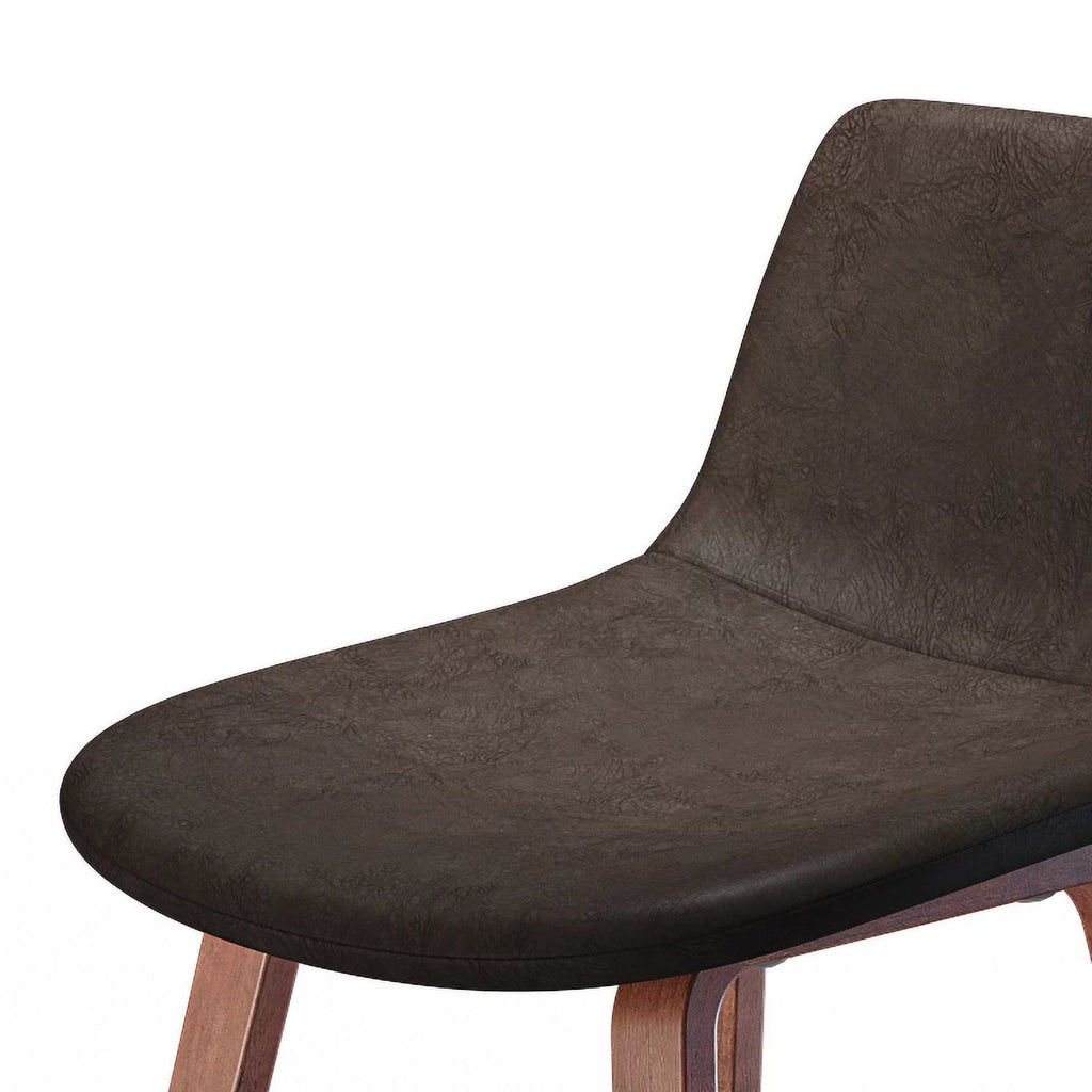 26" Counter Stool Set of 2 Distressed Brown Faux Leather D5900