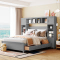 Full Size Wooden Bed with Cabinet and Shelf U5345