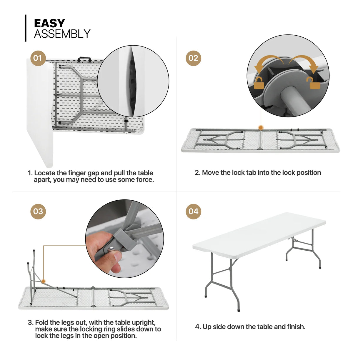 10 Pack 8Ft White Folding Plastic Utility Table Y3172