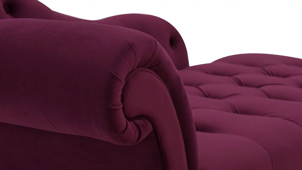 Burgundy Tufted Roll Arm Chaise Lounge L780