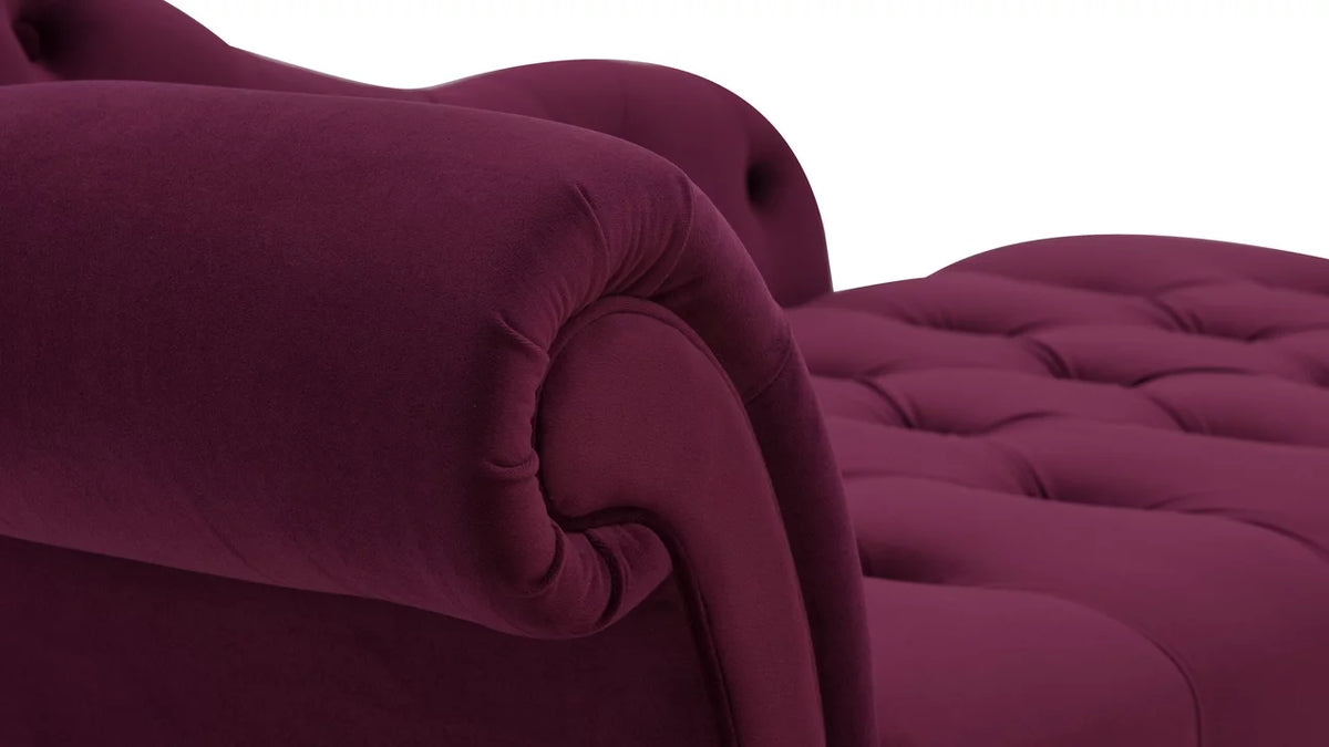 Burgundy Tufted Roll Arm Chaise Lounge L780