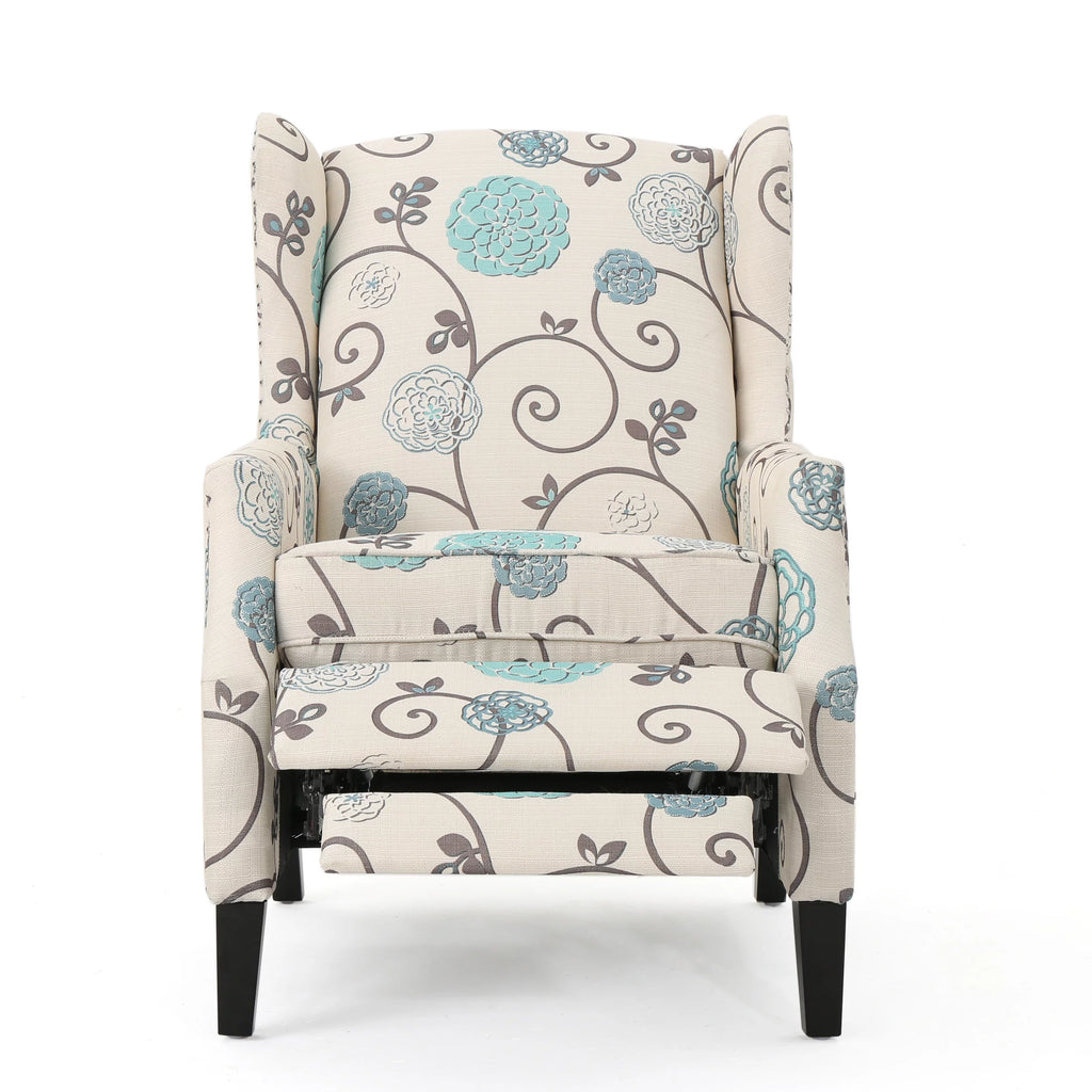 Light Beige Fabric Wingback Recliner Z909