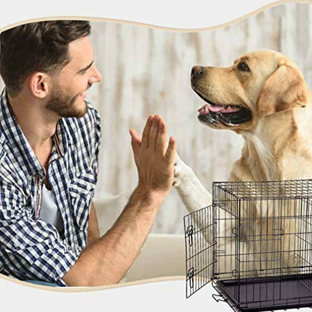 Extra Large 48x22 Folding Dog Cage Crate Kennel with Plastic Pan Black L117