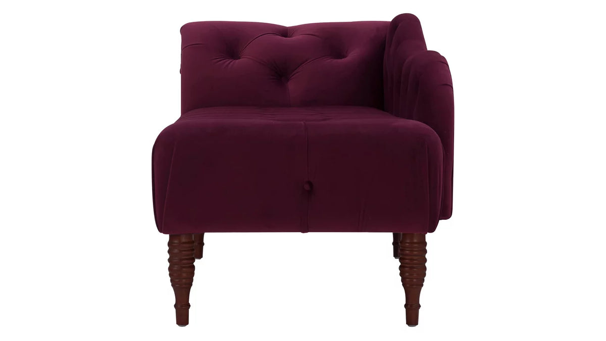Burgundy Tufted Roll Arm Chaise Lounge L780