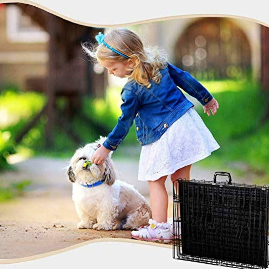 Extra Large 48x22 Folding Dog Cage Crate Kennel with Plastic Pan Black L117