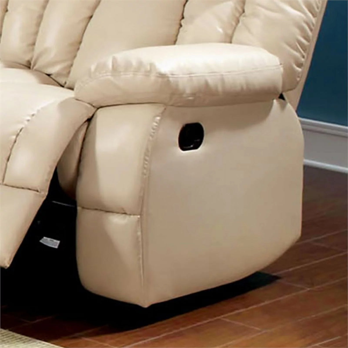 Ivory Faux Leather Reclining Sofa V8897