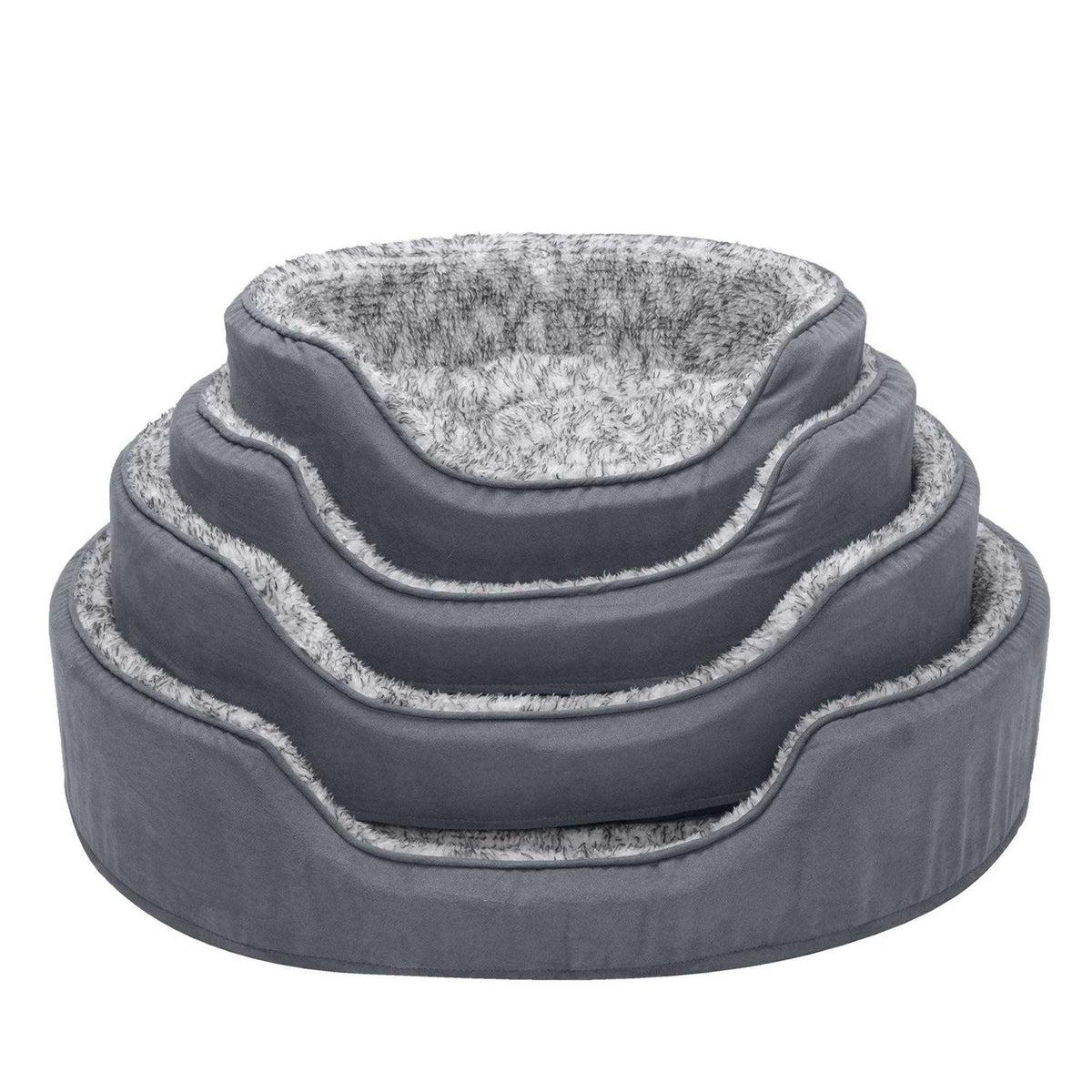 Two-Tone Fur & Suede Oval Dog Bed K667108