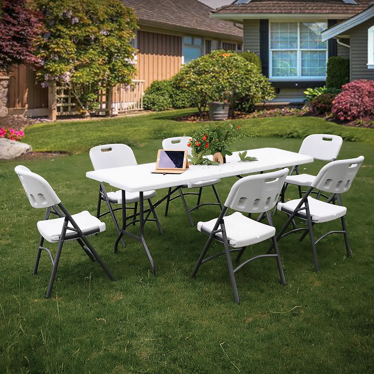 10 Pack 8Ft White Folding Plastic Utility Table Y3172