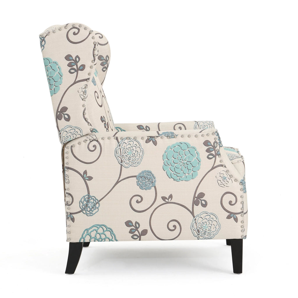 Light Beige Fabric Wingback Recliner Z909