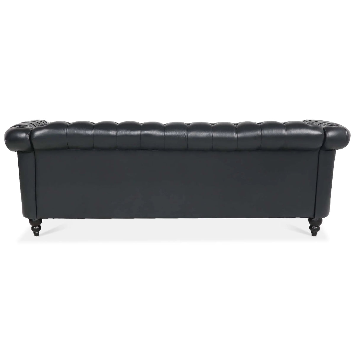 Black PU Rolled Arm Chesterfield Three Seater Sofa Q2717