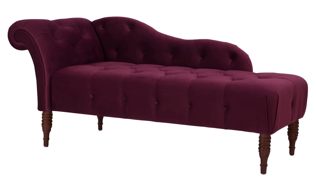 Burgundy Tufted Roll Arm Chaise Lounge L780