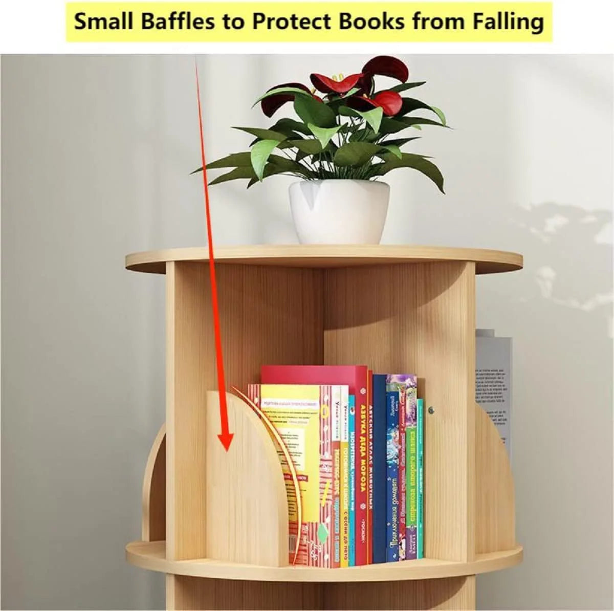 5 Tier Rotating Bookshelf with Legs Wooden Bookcase A3964